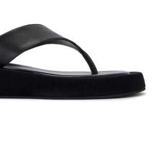 Black Faux Leather Suede Sandals Flip Flops Size 10